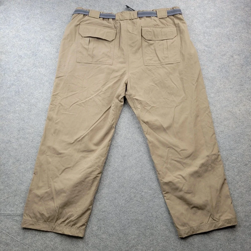 Duluth Trading Co Pants Mens 44x30 Beige Nylon Relaxed Fit Belted Outdoor Hiking